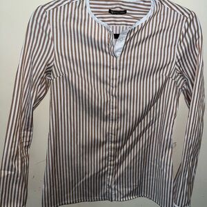Nespresso Men's Brown and White Striped Shirt